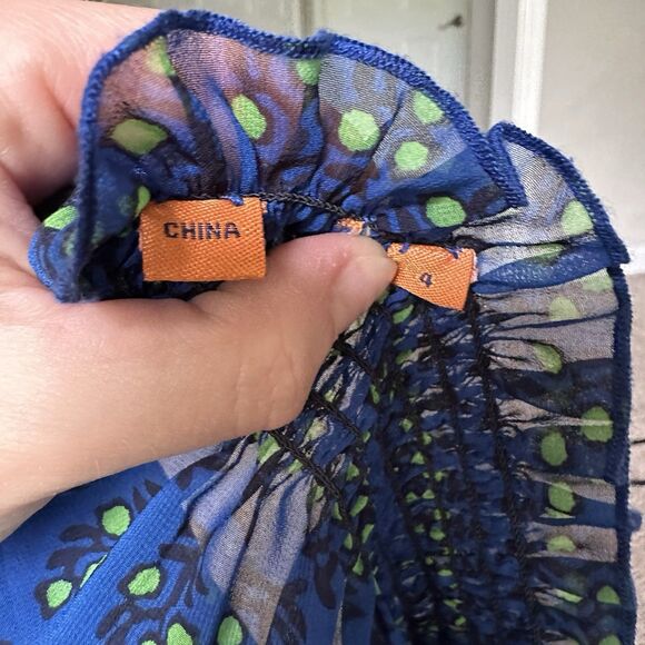 Tory Burch Casual Off The Shoulder Top Size 4 Navy Blue - Semi Sheer Blouse - Picture 6 of 8